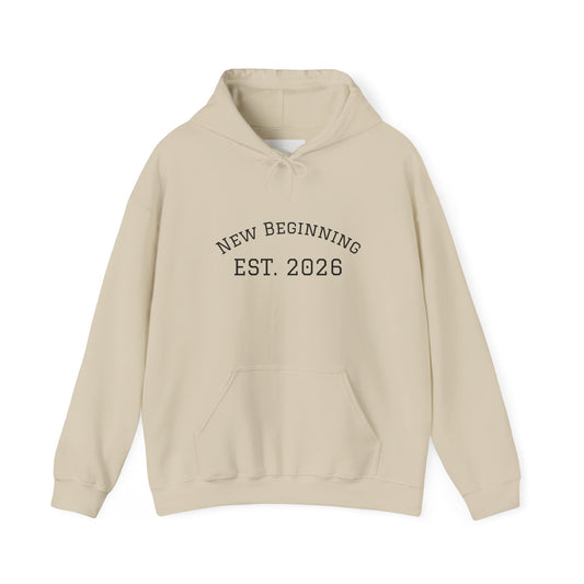 Hoodie — "New Beginning EST. 2026" Minimal Moving Forward Pullover