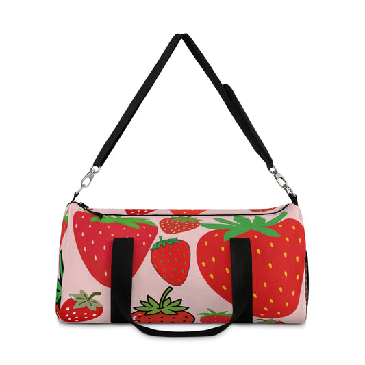 Strawberry Print Duffel Bag — Cute Fruit Travel & Gym Weekender