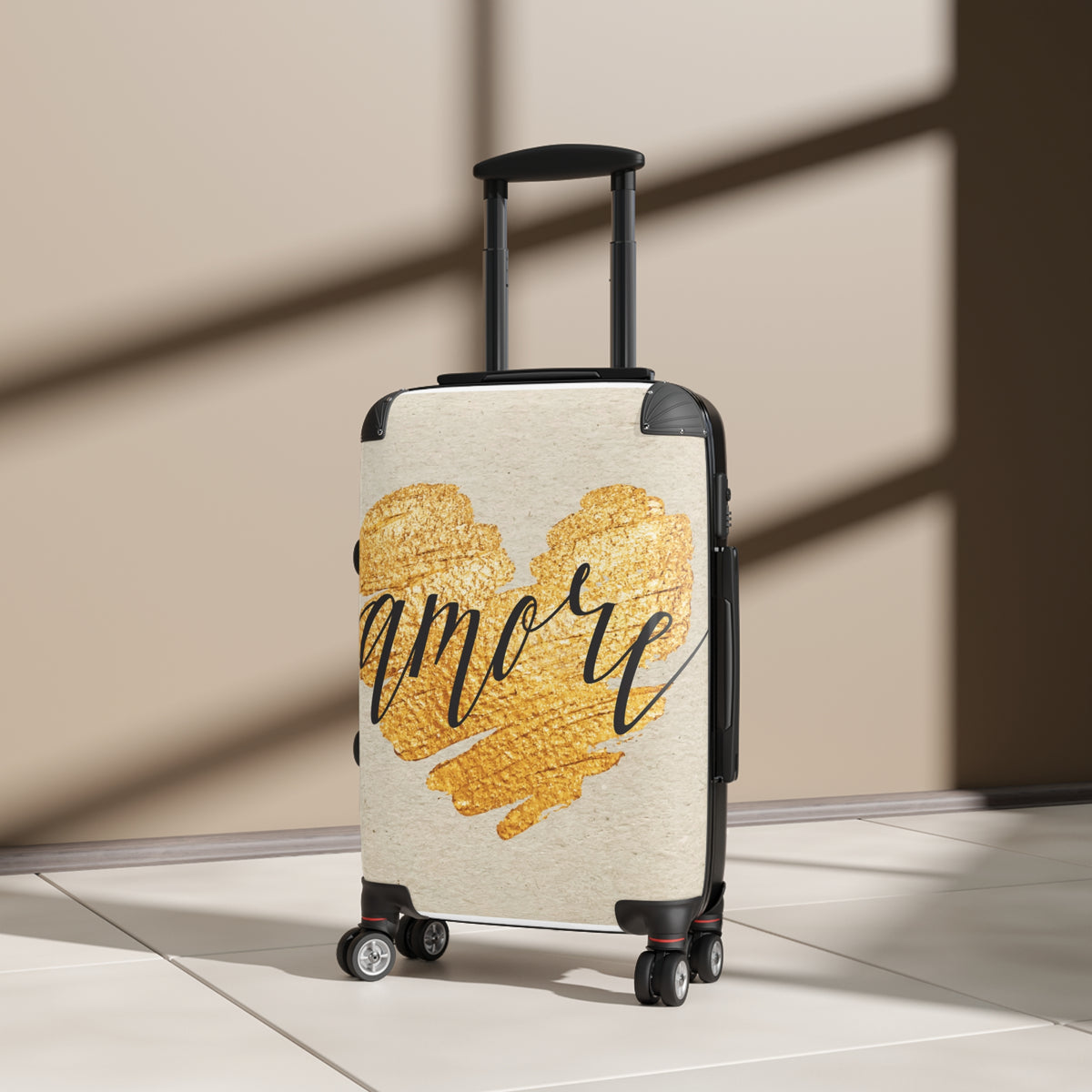Amore Heart Suitcase — Romantic Gold Heart Carry-On Luggage