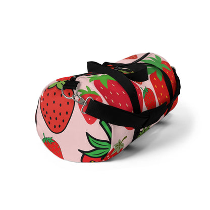 Strawberry Print Duffel Bag — Cute Fruit Travel & Gym Weekender
