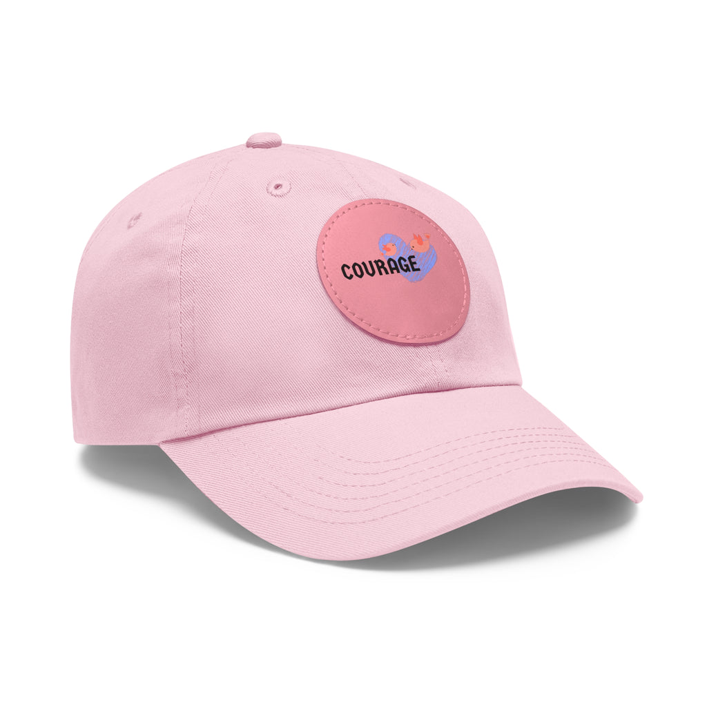 Courage Leather Patch Dad Hat — Inspirational Embroidered Whale Design