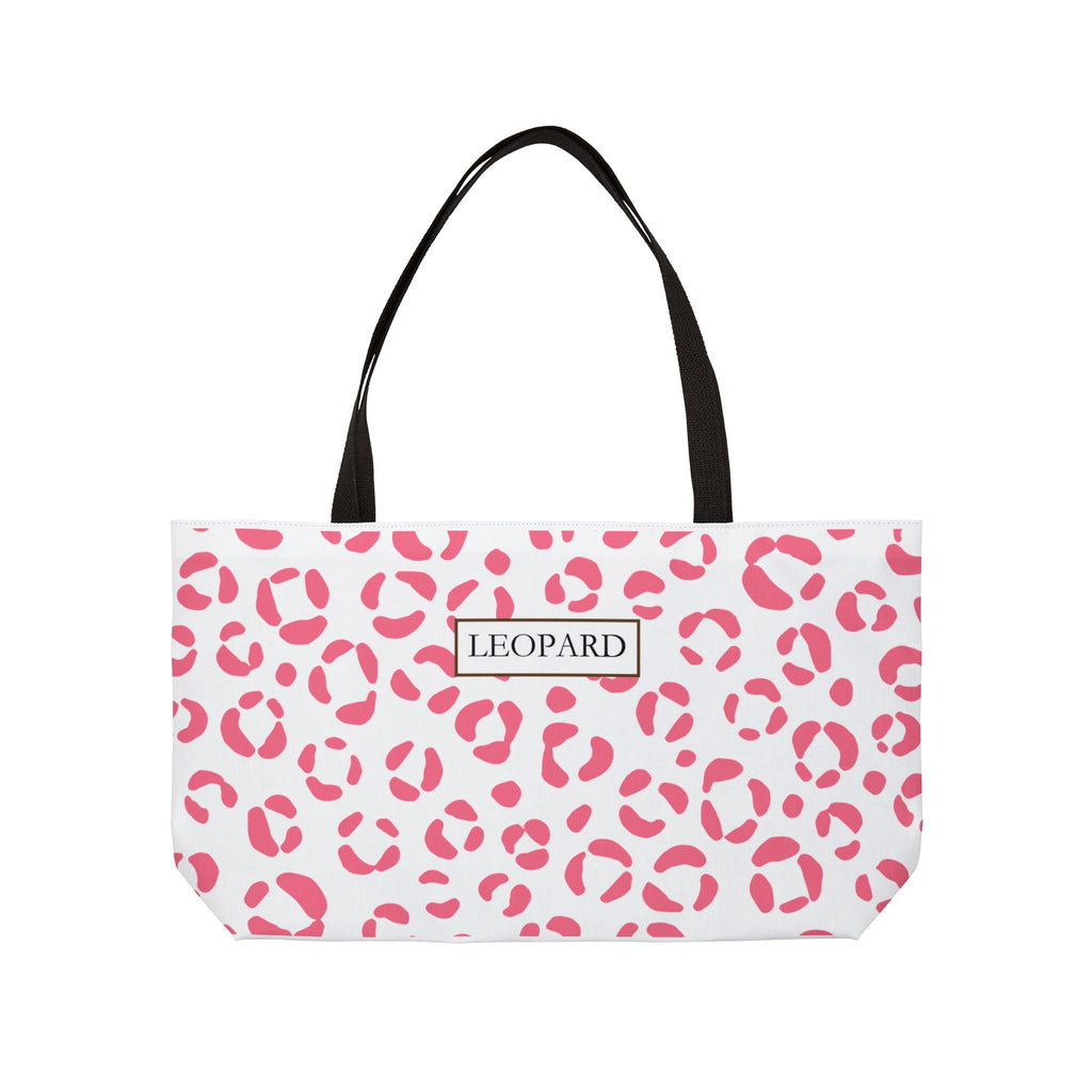 Pink Leopard Print Weekender Tote Bag — "LEOPARD" Pattern Travel Beach Bag