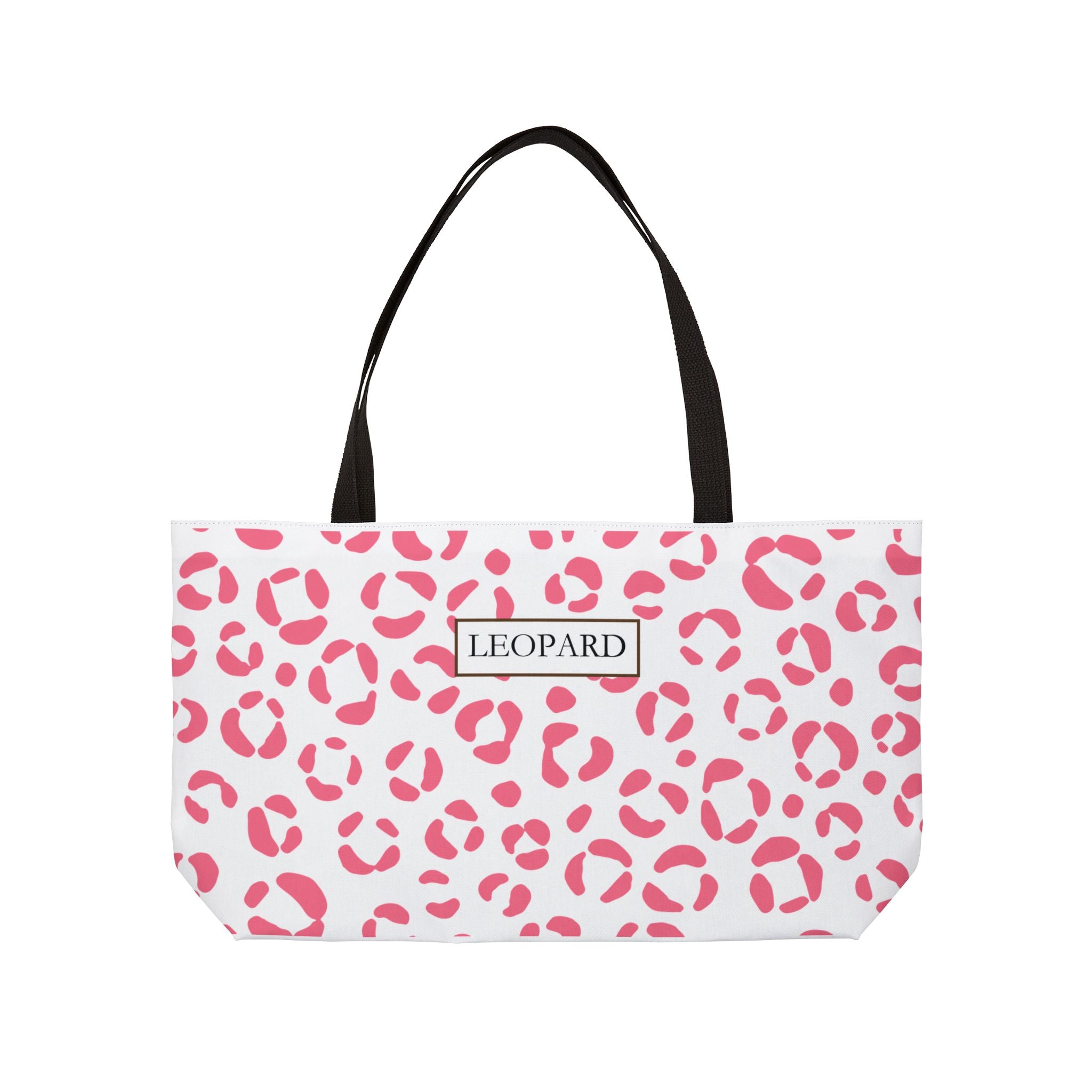 Pink Leopard Print Weekender Tote Bag — "LEOPARD" Pattern Travel Beach Bag