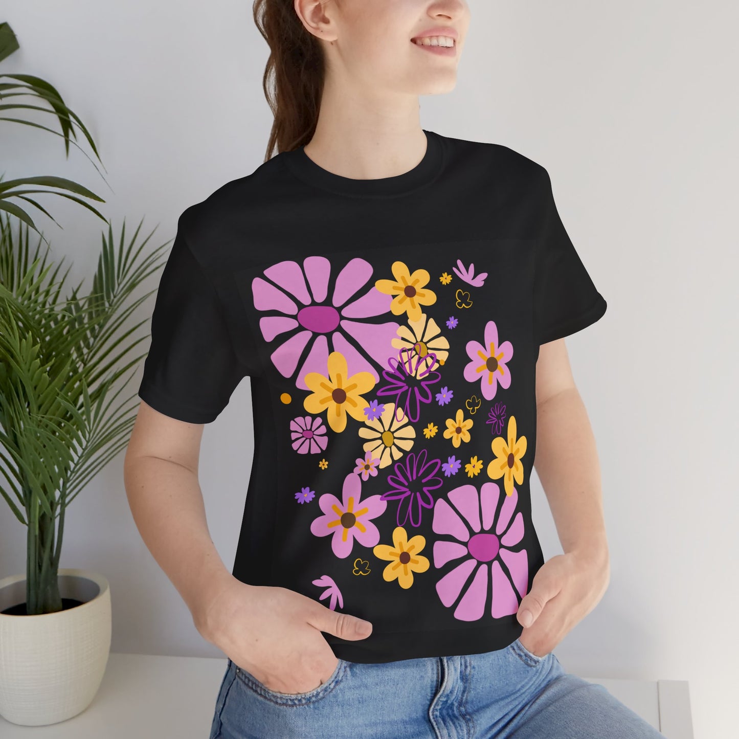 Comfortable T-shirt "Coeur Bloom" Flower Print