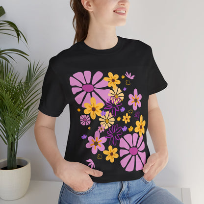 Comfortable T-shirt "Coeur Bloom" Flower Print