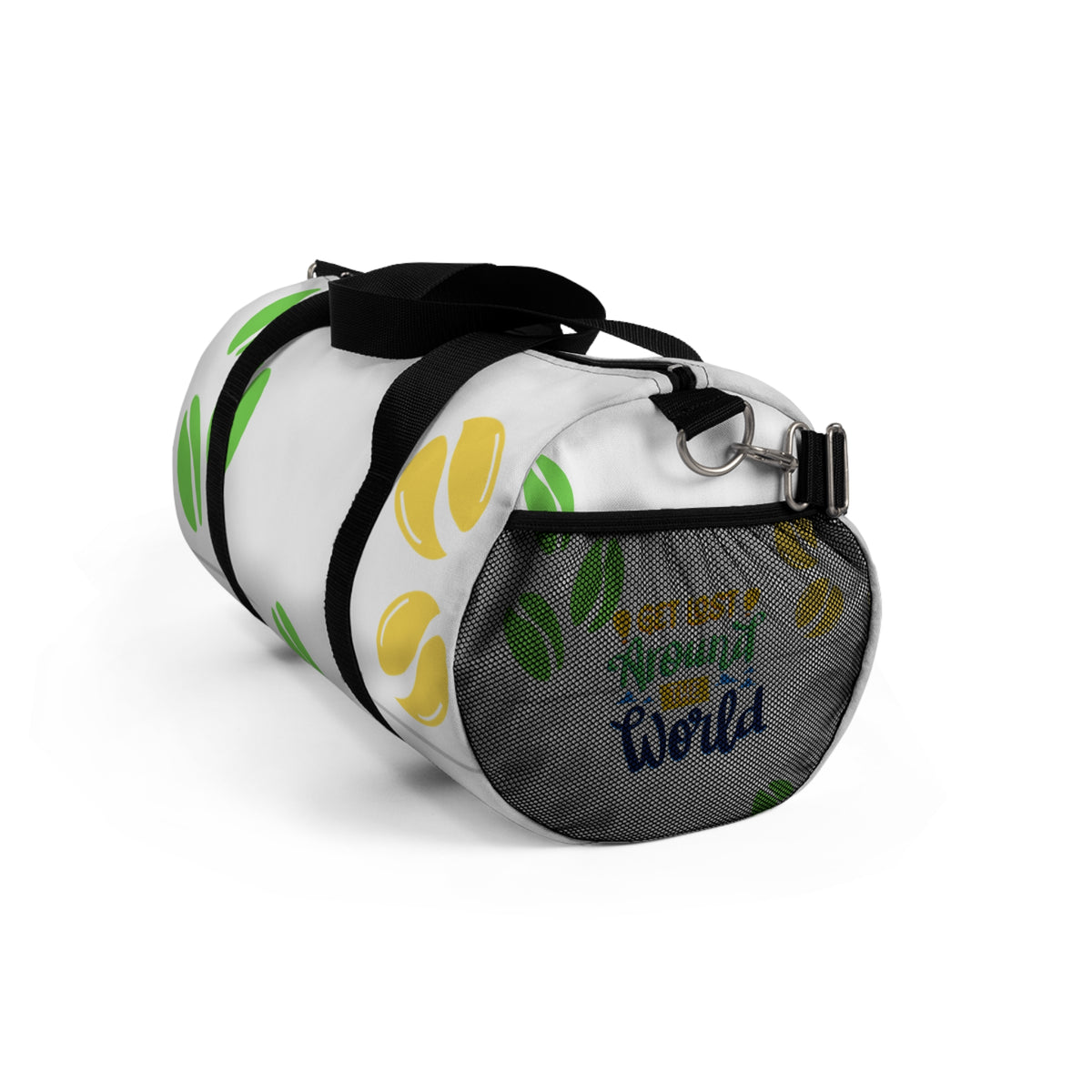 Coffee Bean Pattern Duffel Bag – Green & Yellow Travel Gym Bag