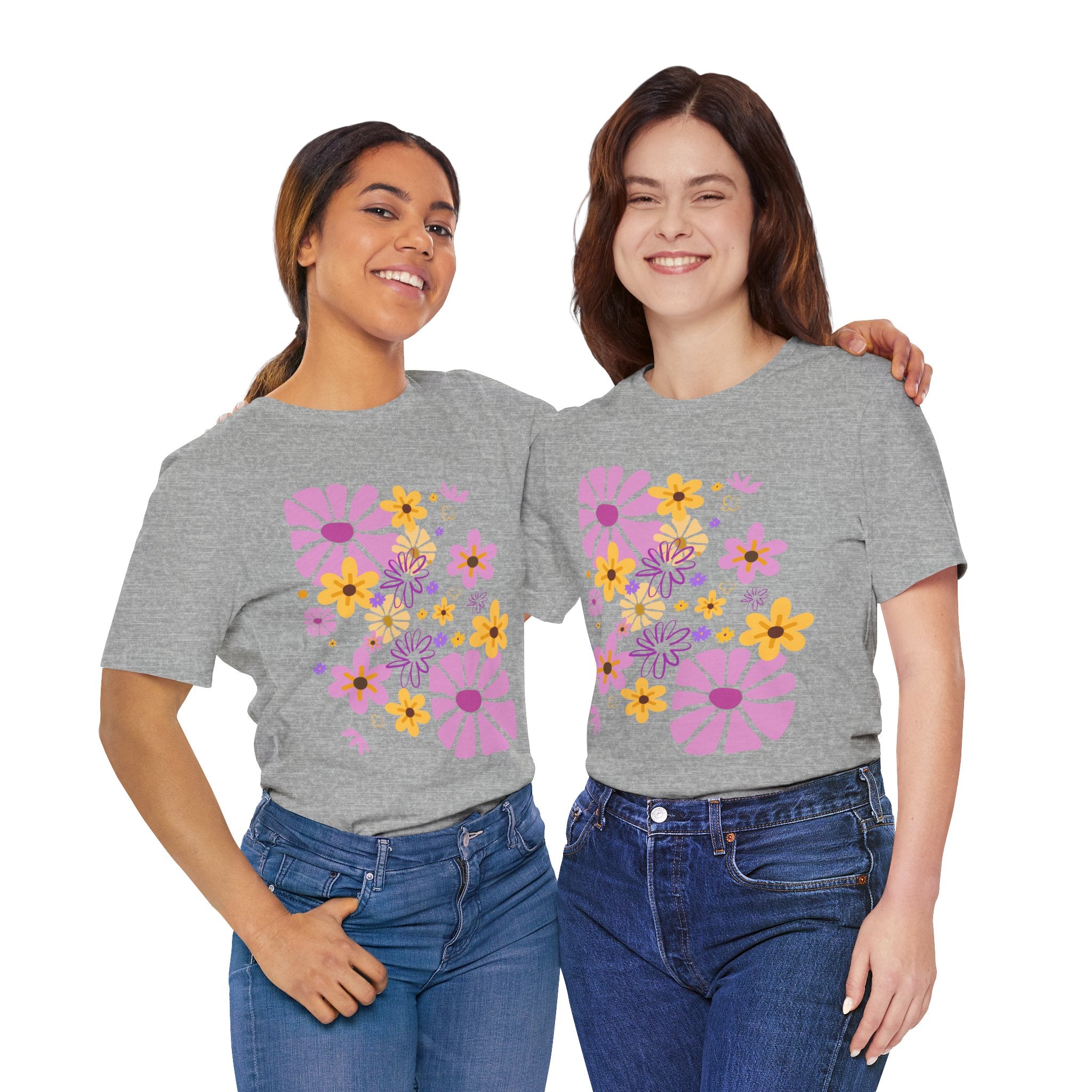 Comfortable T-shirt "Coeur Bloom" Flower Print