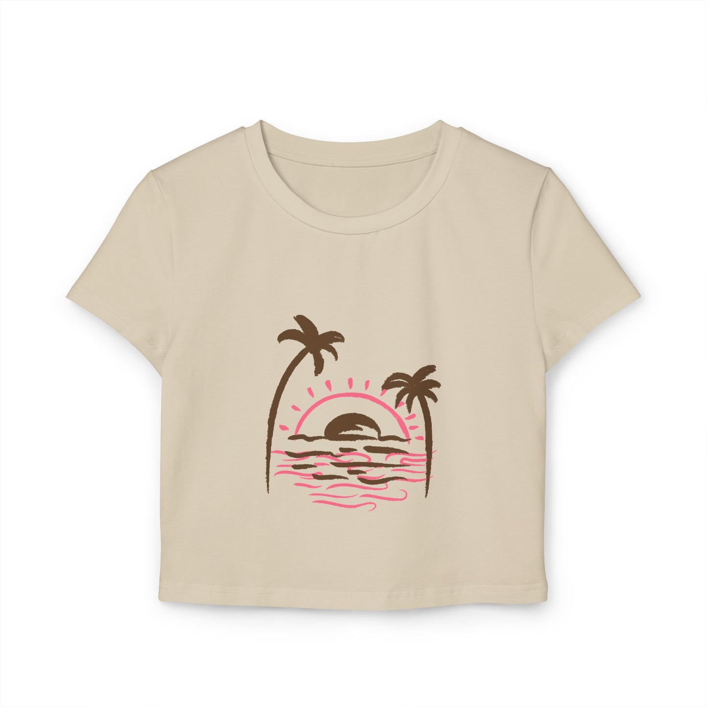 Sunset Palm Crop Tee — Women's Tropical Beach Graphic