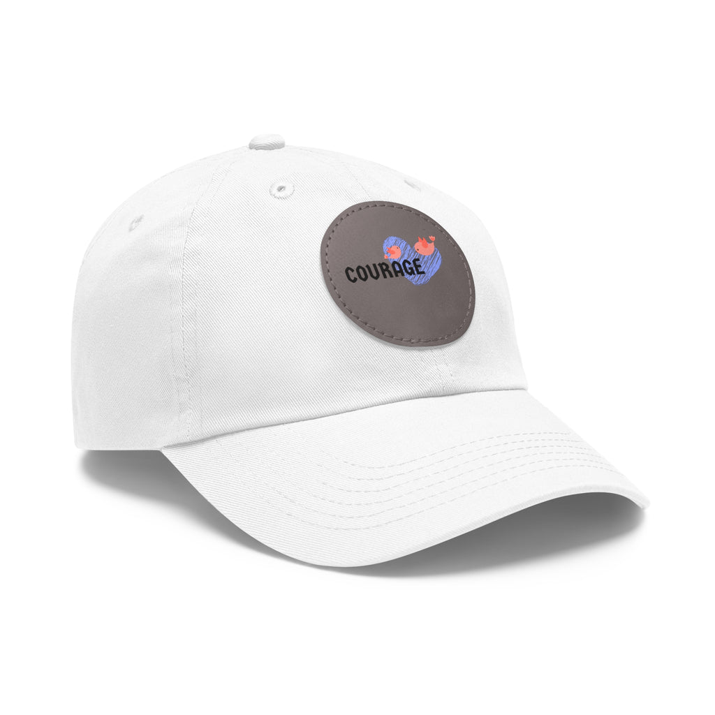 Courage Leather Patch Dad Hat — Inspirational Embroidered Whale Design