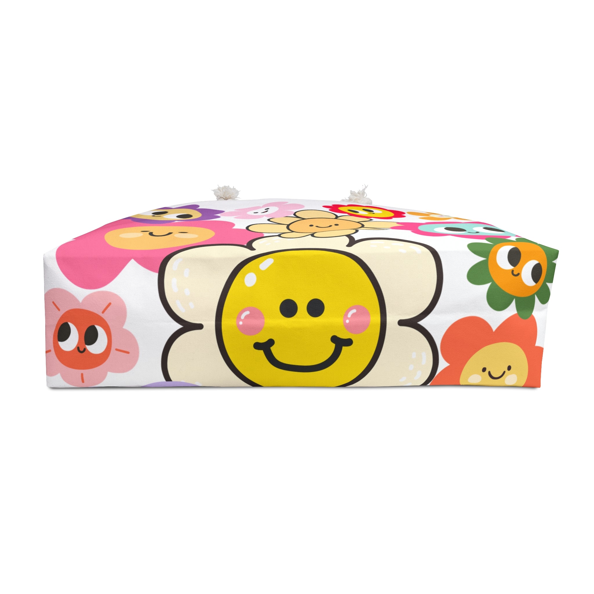 Smiling Flower Weekender Bag — Colorful Cute Floral Travel Tote