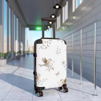 Birds & Blossoms Carry-On Suitcase — Floral Travel Luggage with Charming Bird Design