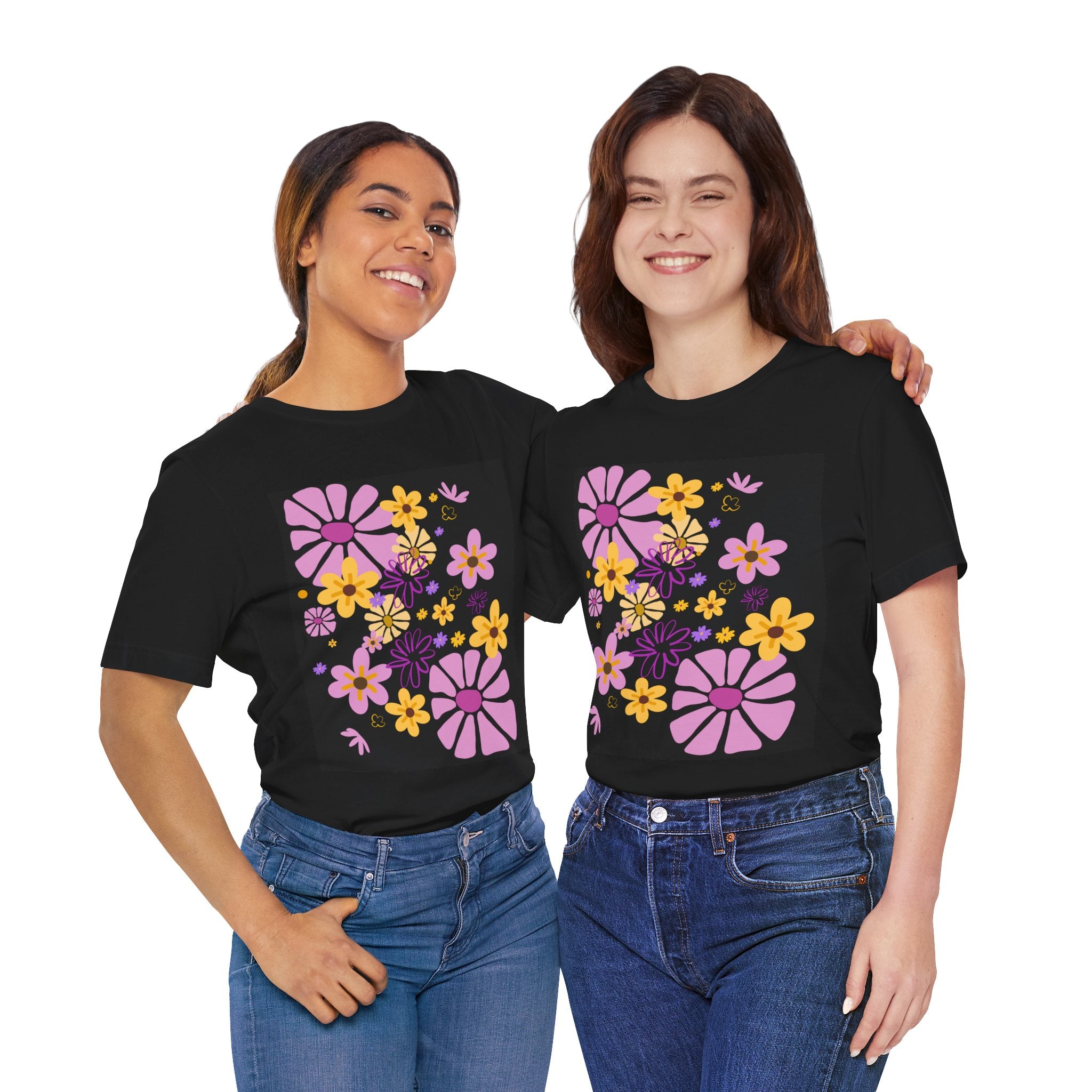 Comfortable T-shirt "Coeur Bloom" Flower Print
