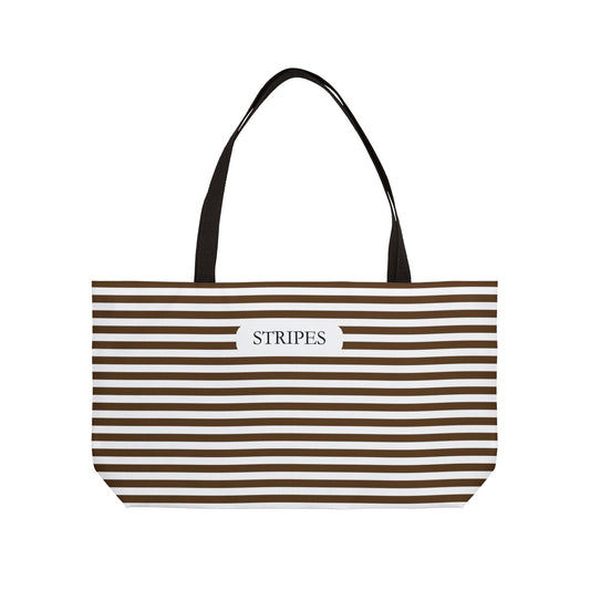 Striped Weekender Tote Bag — Brown Nautical Stripes