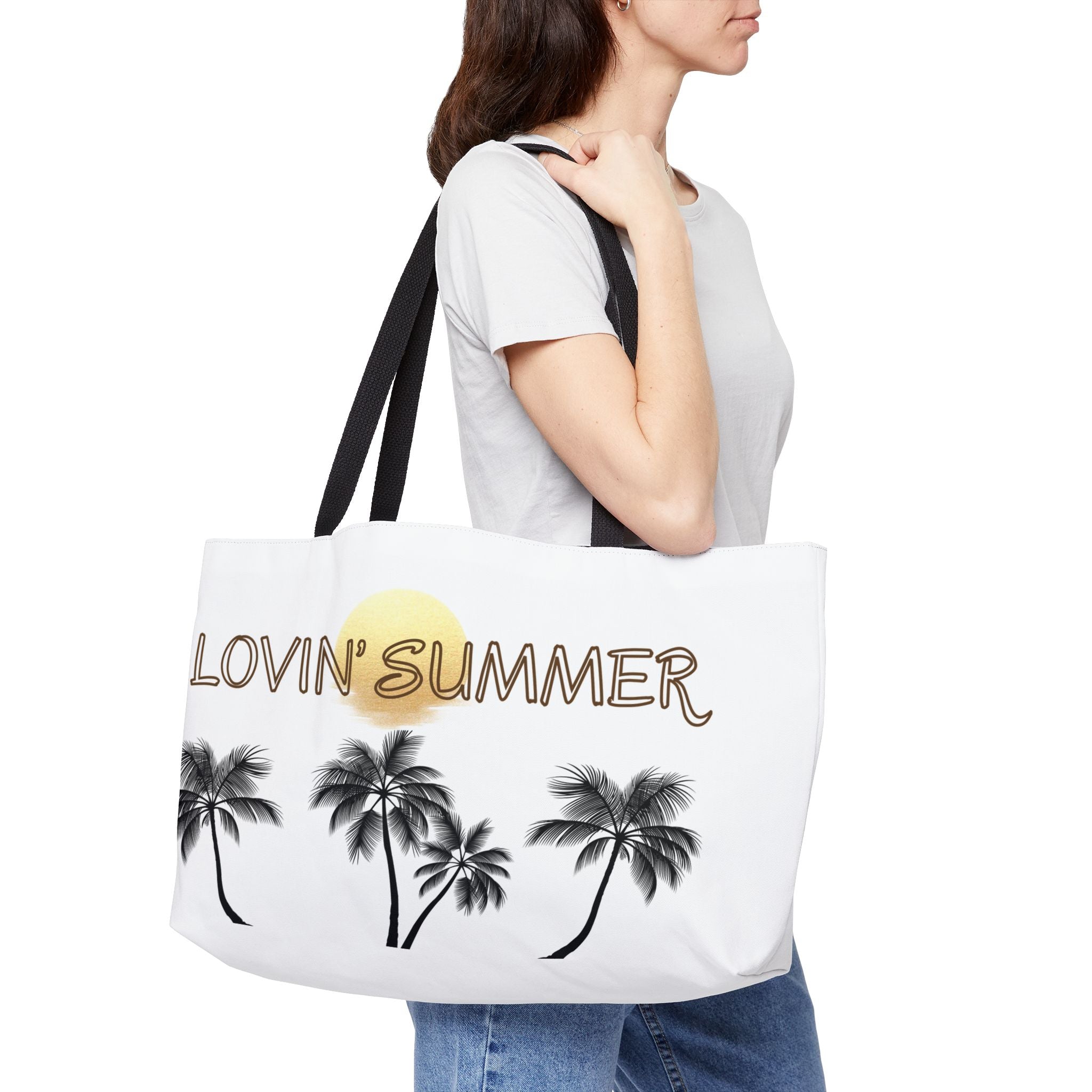 Weekender Tote Bag — "Lovin' Summer" Palm Tree Beach Tote