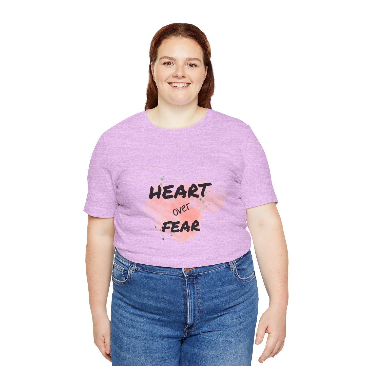 Heart Over Fear T‑Shirt — Inspirational Pink Watercolor Graphic Tee