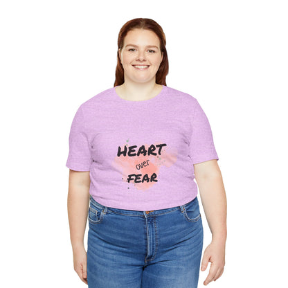 Heart Over Fear T‑Shirt — Inspirational Pink Watercolor Graphic Tee