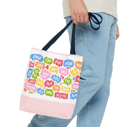 Speech Bubble Pattern Tote Bag — Colorful Cute Chat Word Art Tote