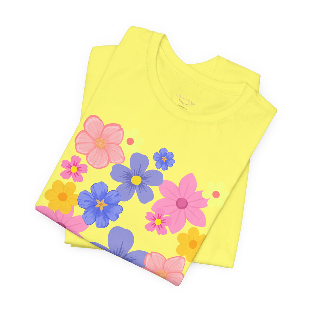 Floral Bouquet Graphic Tee — Pink & Purple Flower Pattern T-Shirt