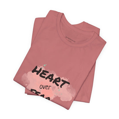 Heart Over Fear T‑Shirt — Inspirational Pink Watercolor Graphic Tee