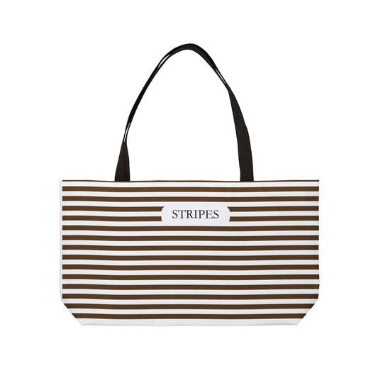 Striped Weekender Tote Bag — Brown Nautical Stripes
