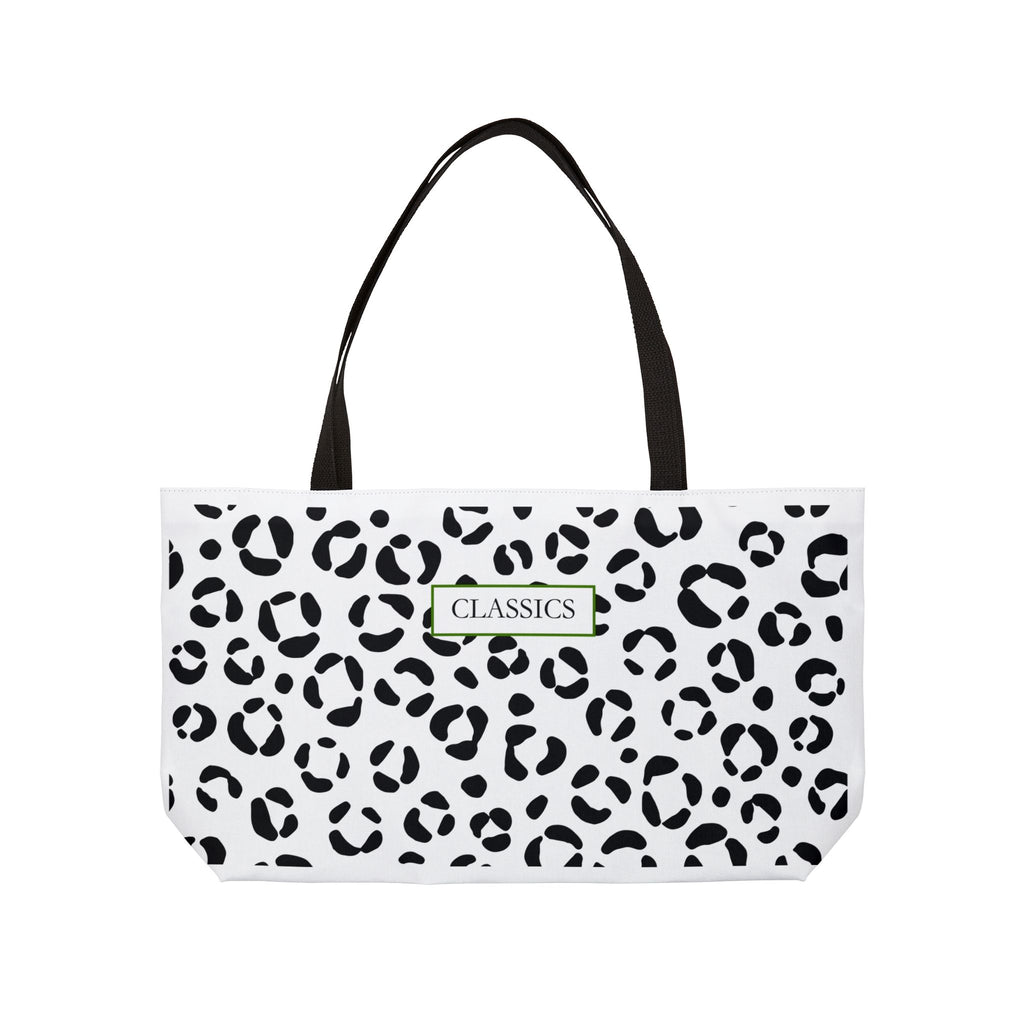Classic Leopard Weekender Tote Bag — Black & White Animal Print Travel Bag