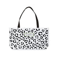 Classic Leopard Weekender Tote Bag — Black & White Animal Print Travel Bag