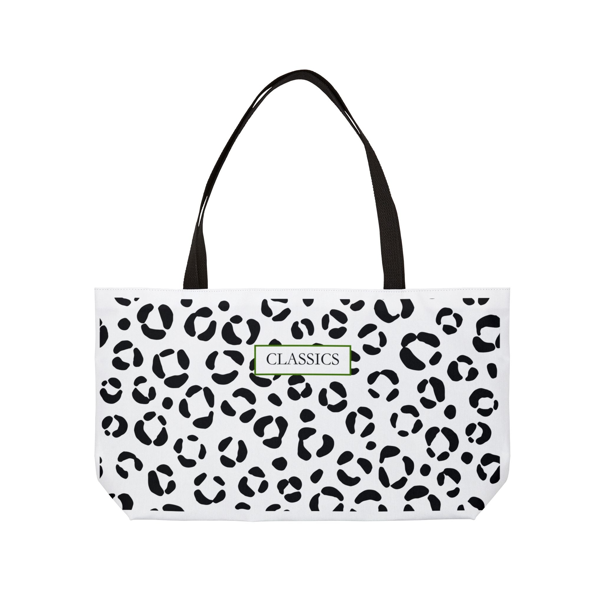 Classic Leopard Weekender Tote Bag — Black & White Animal Print Travel Bag