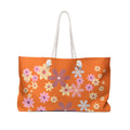 Retro Floral Weekender Bag — Orange Daisy Travel Tote