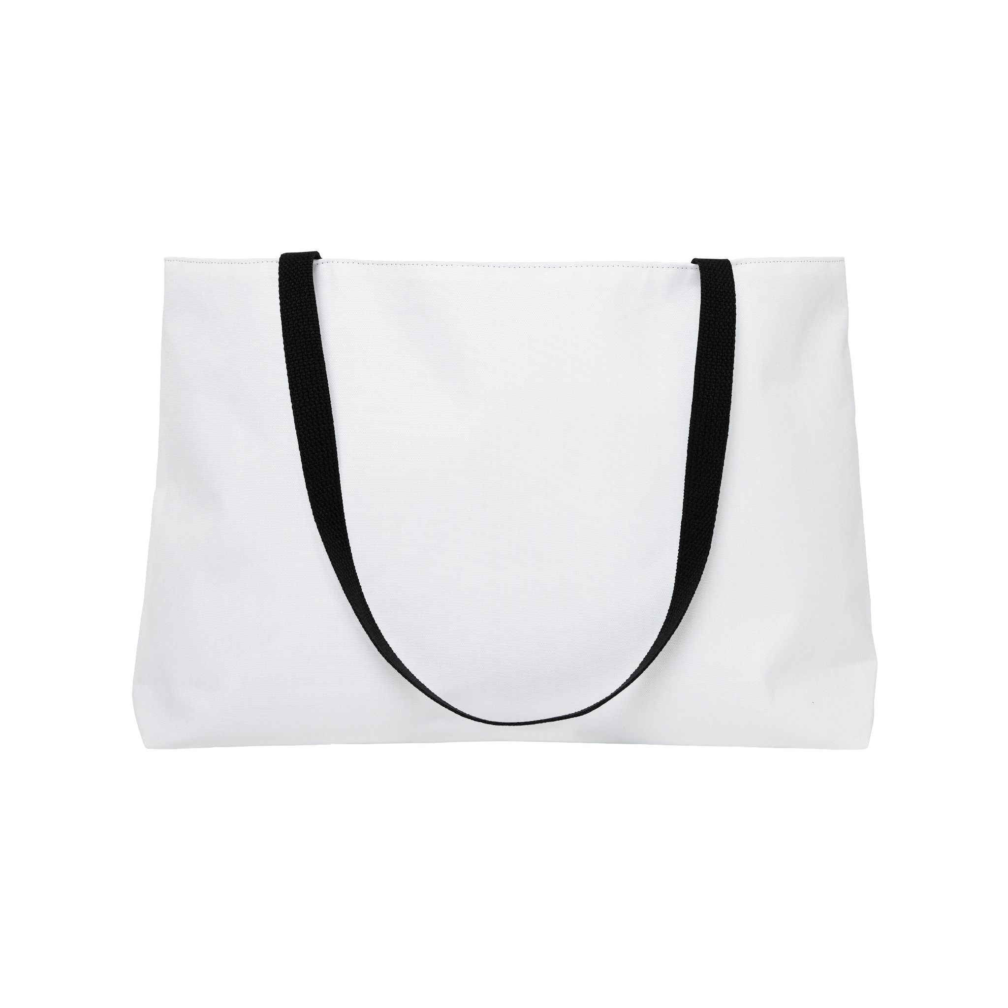 Weekender Tote Bag — Pink Striped Beach Tote with Palm Tree & 'Goodbye Oceans' Graphic