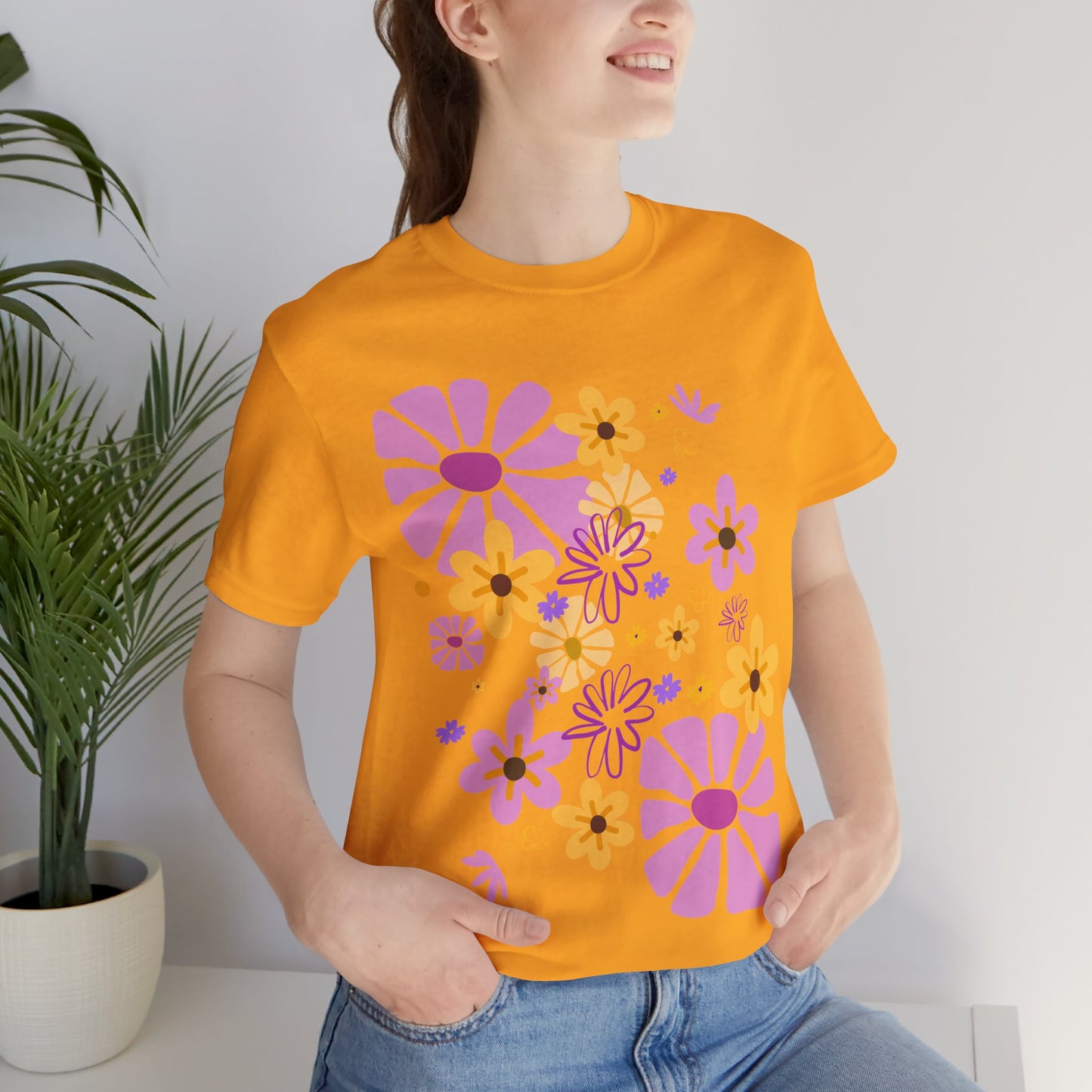 Comfortable T-shirt "Coeur Bloom" Flower Print