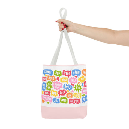 Speech Bubble Pattern Tote Bag — Colorful Cute Chat Word Art Tote