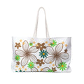 Floral Beach Weekender Bag — Brown & Green Retro Flower Travel Tote