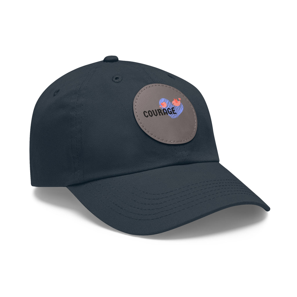 Courage Leather Patch Dad Hat — Inspirational Embroidered Whale Design