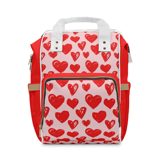 Heart Pattern Diaper Backpack – Multifunctional Baby Bag for Parents