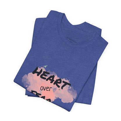 Heart Over Fear T‑Shirt — Inspirational Pink Watercolor Graphic Tee