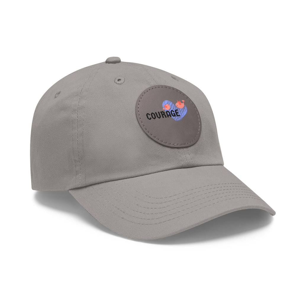 Courage Leather Patch Dad Hat — Inspirational Embroidered Whale Design