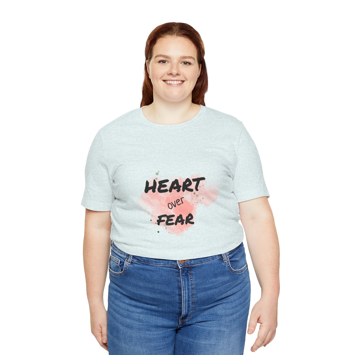 Heart Over Fear T‑Shirt — Inspirational Pink Watercolor Graphic Tee