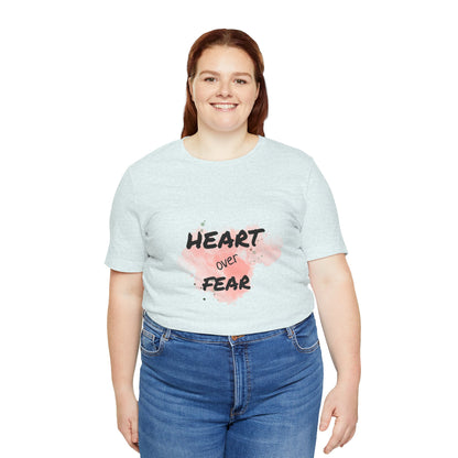 Heart Over Fear T‑Shirt — Inspirational Pink Watercolor Graphic Tee