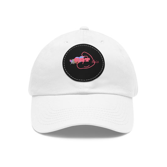 Embroidered Floral Mouse Leather Patch Dad Hat