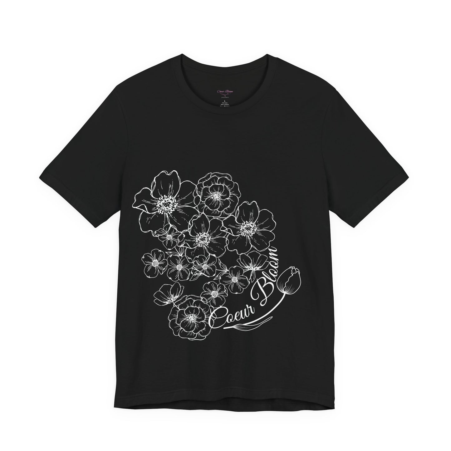 Floral "Coeur Bloom" Tee — Lavender Line Art Flower T-Shirt