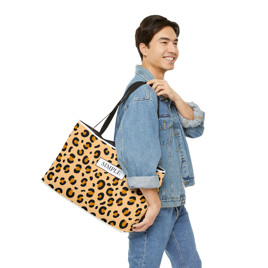 Leopard Print Weekender Tote Bag — "SIMPLE" Label Travel Beach Bag
