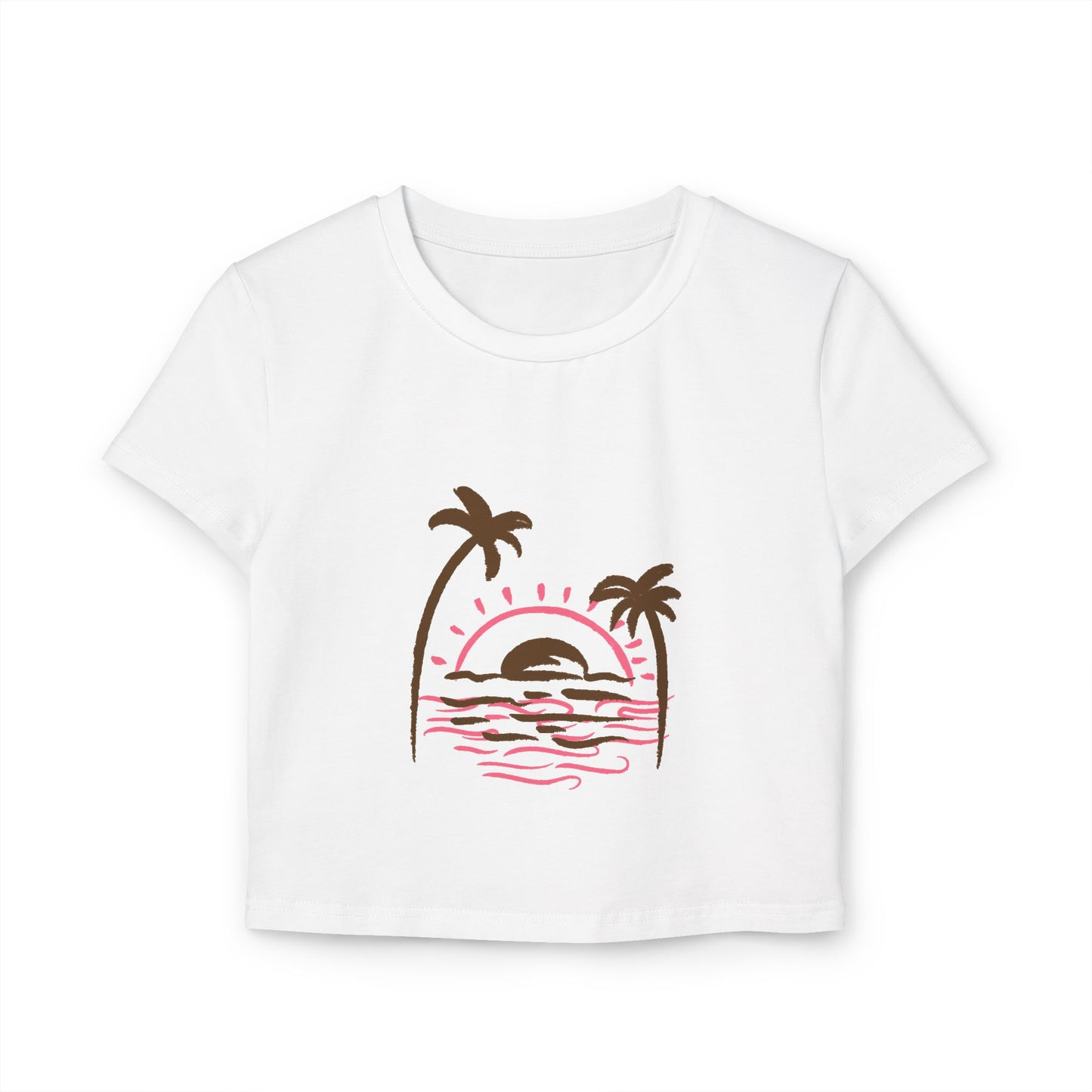 Sunset Palm Crop Tee — Women's Tropical Beach Graphic