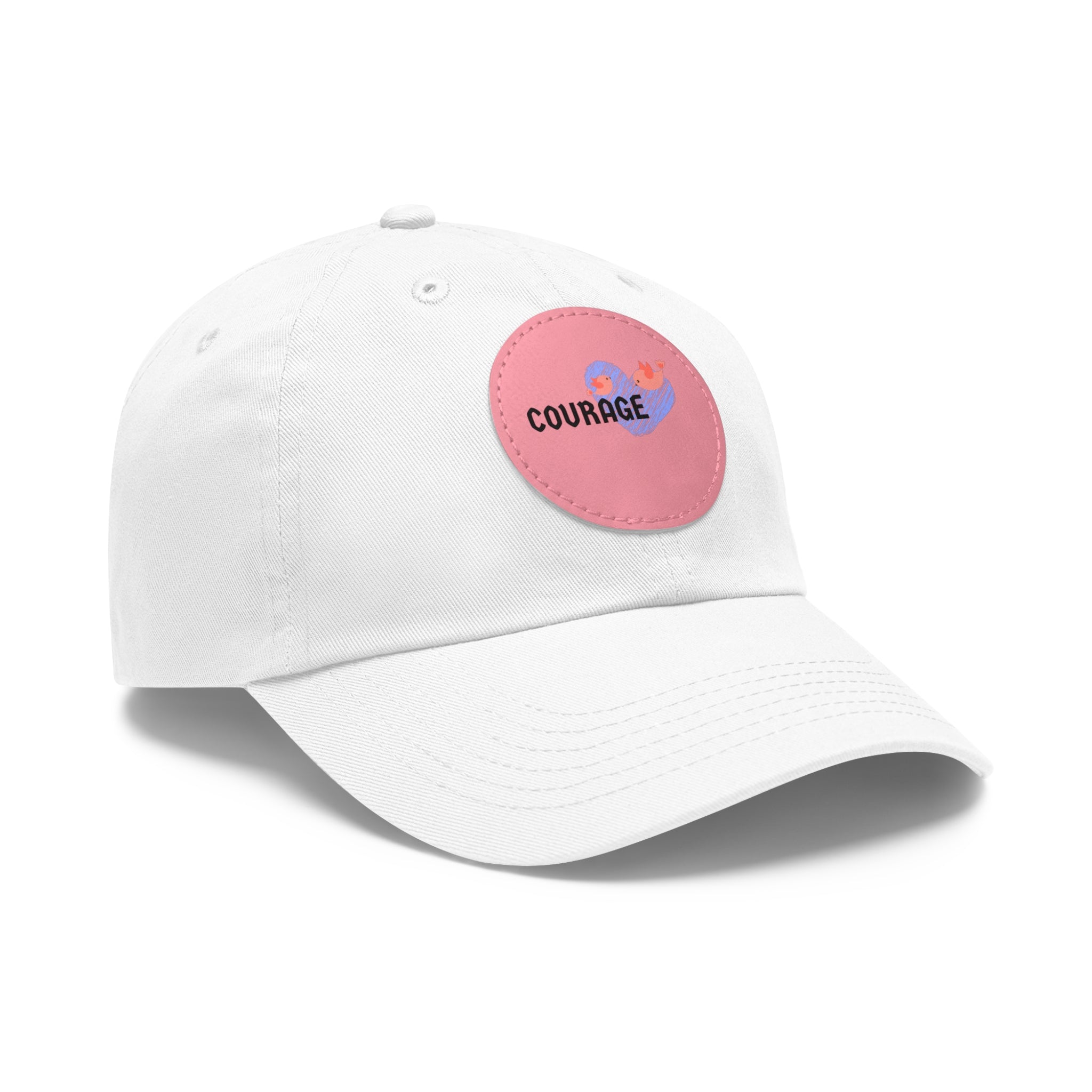 Courage Leather Patch Dad Hat — Inspirational Embroidered Whale Design