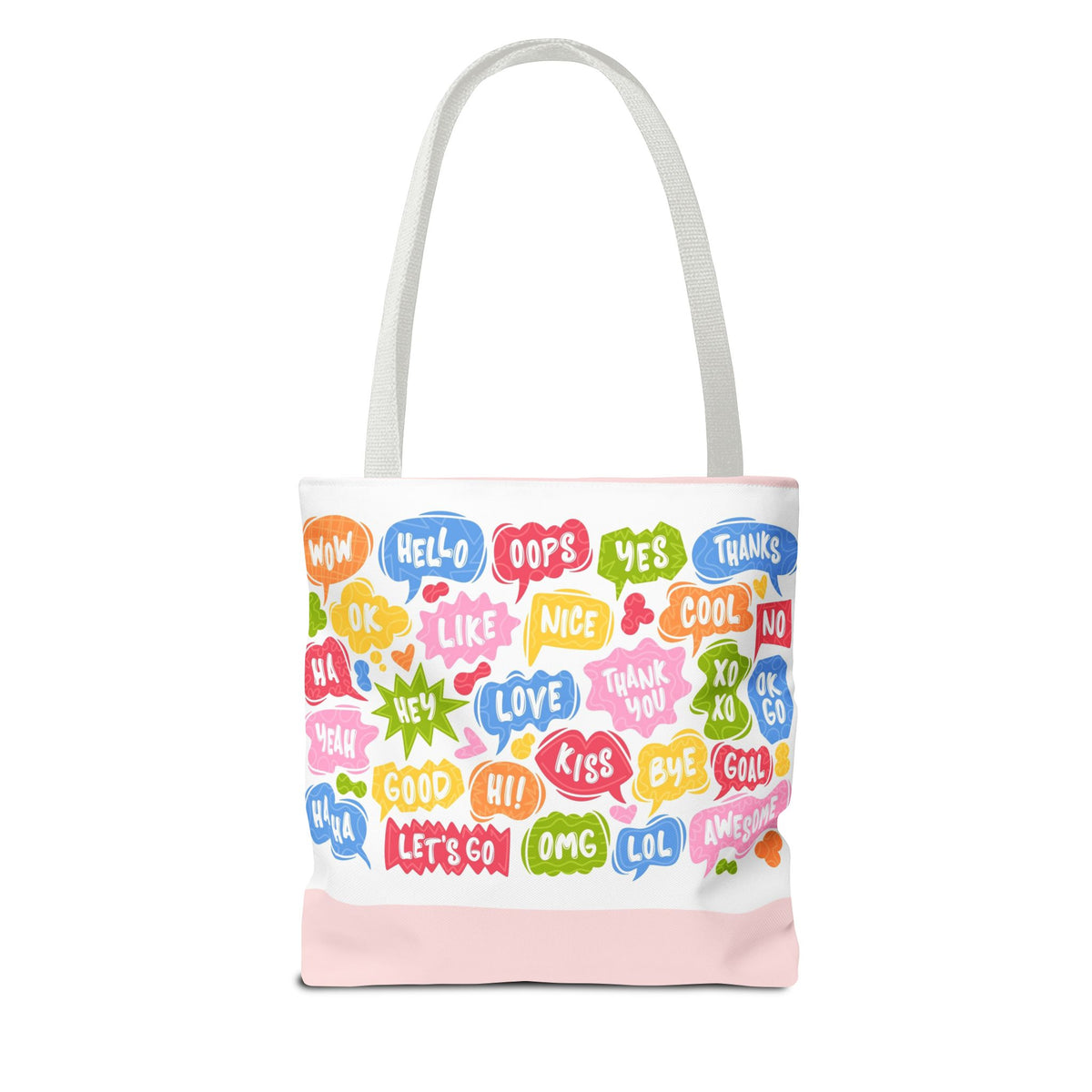 Speech Bubble Pattern Tote Bag — Colorful Cute Chat Word Art Tote