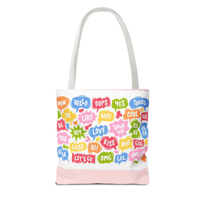 Speech Bubble Pattern Tote Bag — Colorful Cute Chat Word Art Tote