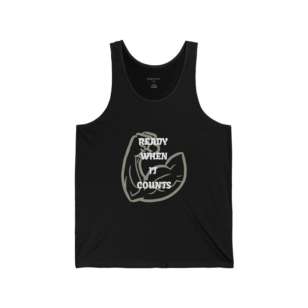 Fitness Tank Top — "Ready When It Counts" Muscle Arm Graphic