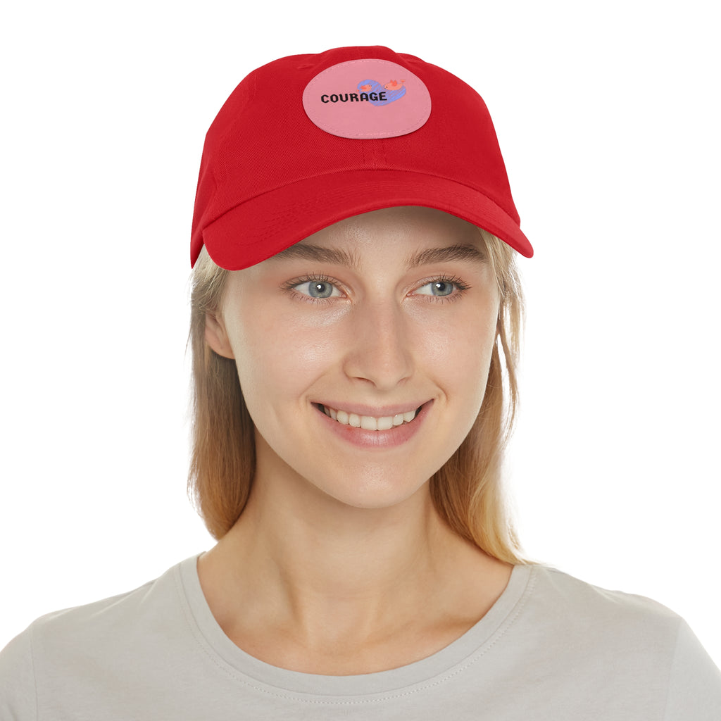 Courage Leather Patch Dad Hat — Inspirational Embroidered Whale Design