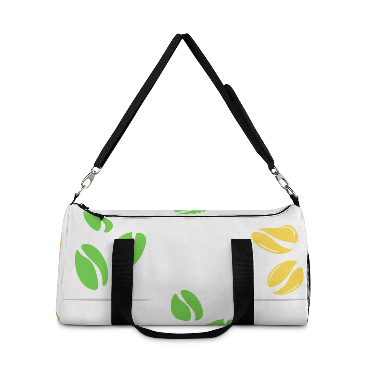 Coffee Bean Pattern Duffel Bag – Green & Yellow Travel Gym Bag
