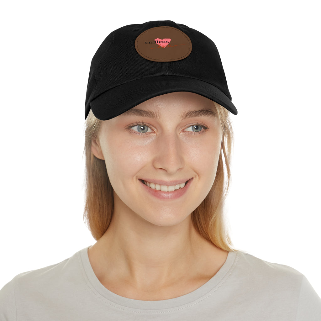 Leather Patch Dad Hat — Heartbeat 'endless' Design