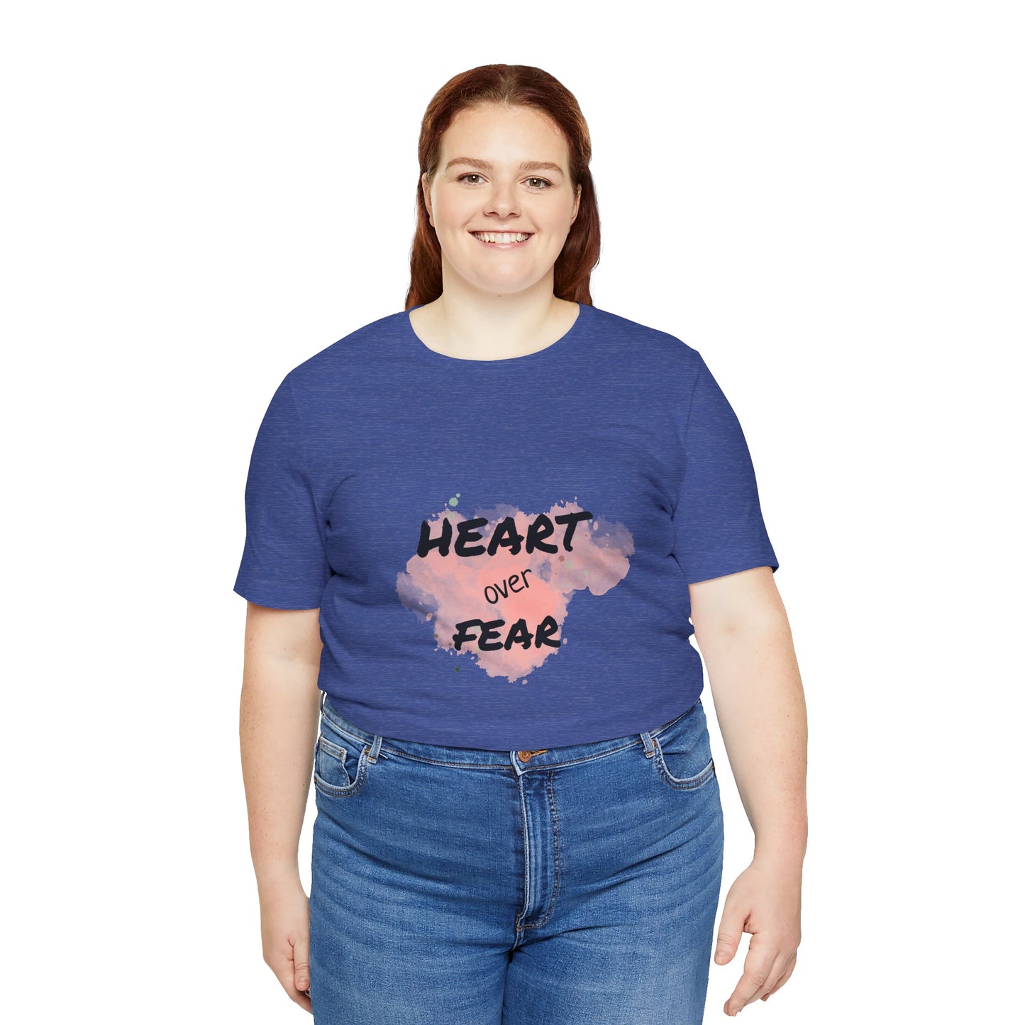 Heart Over Fear T‑Shirt — Inspirational Pink Watercolor Graphic Tee